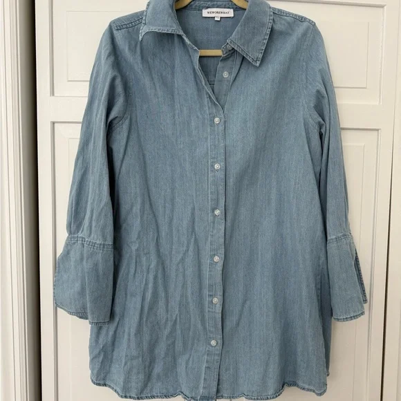 WeWoreWhat Blue Long Sleeve Denim Dress - Picture 2 of 2